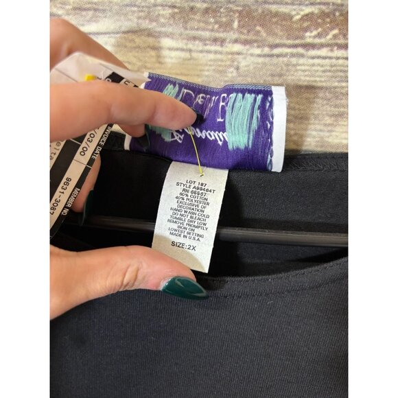 Signature by Delta Burk Two Piece Outfit 2X Braid Mirror Trim T-Shirt Capri Pant - Picture 4 of 8